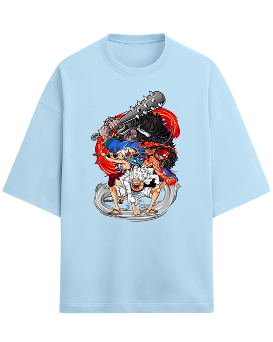 Luffy Gear 5, Ace, Yamato & Kaido Oversized Tee | One Piece Anime Graphic Tee | Premium 260 GSM Cotton Blend