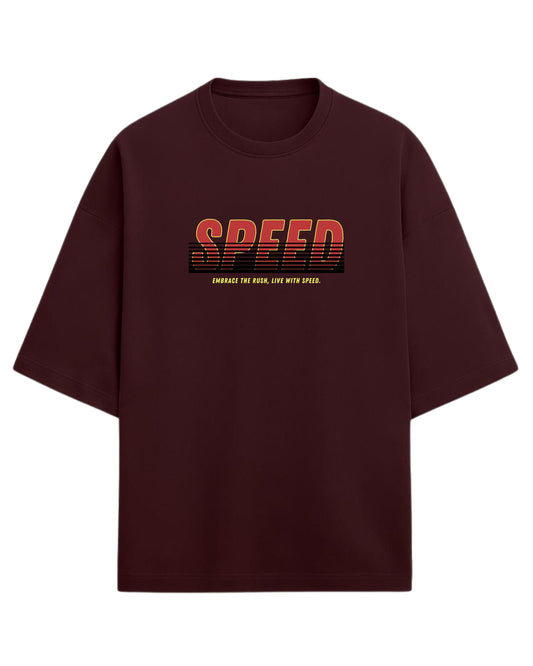 Speed “Embrace the Rush” Oversized T-Shirt | Retro Racing Graphic Tee | Premium 260 GSM Cotton