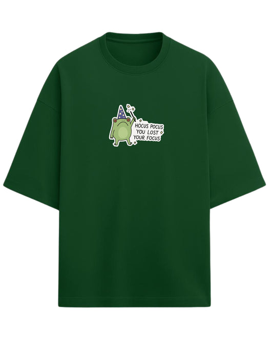 Hocus Pocus You Lost Your Focus Oversized T-Shirt | Funny Wizard Frog Graphic Tee | Premium 260 GSM Cotton