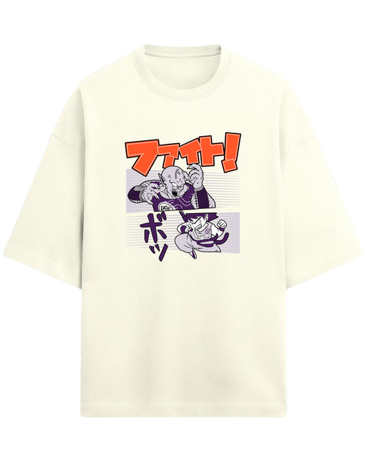 Dragon Ball Fight Scene Oversized Tees | Dragon Ball Z Anime Graphic Tee | Premium 260 GSM Cotton Blend