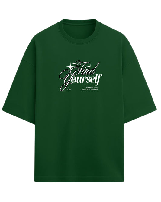 Find Yourself Oversized T-Shirt | Minimal Script Quote Graphic Tee | Premium 260 GSM Cotton