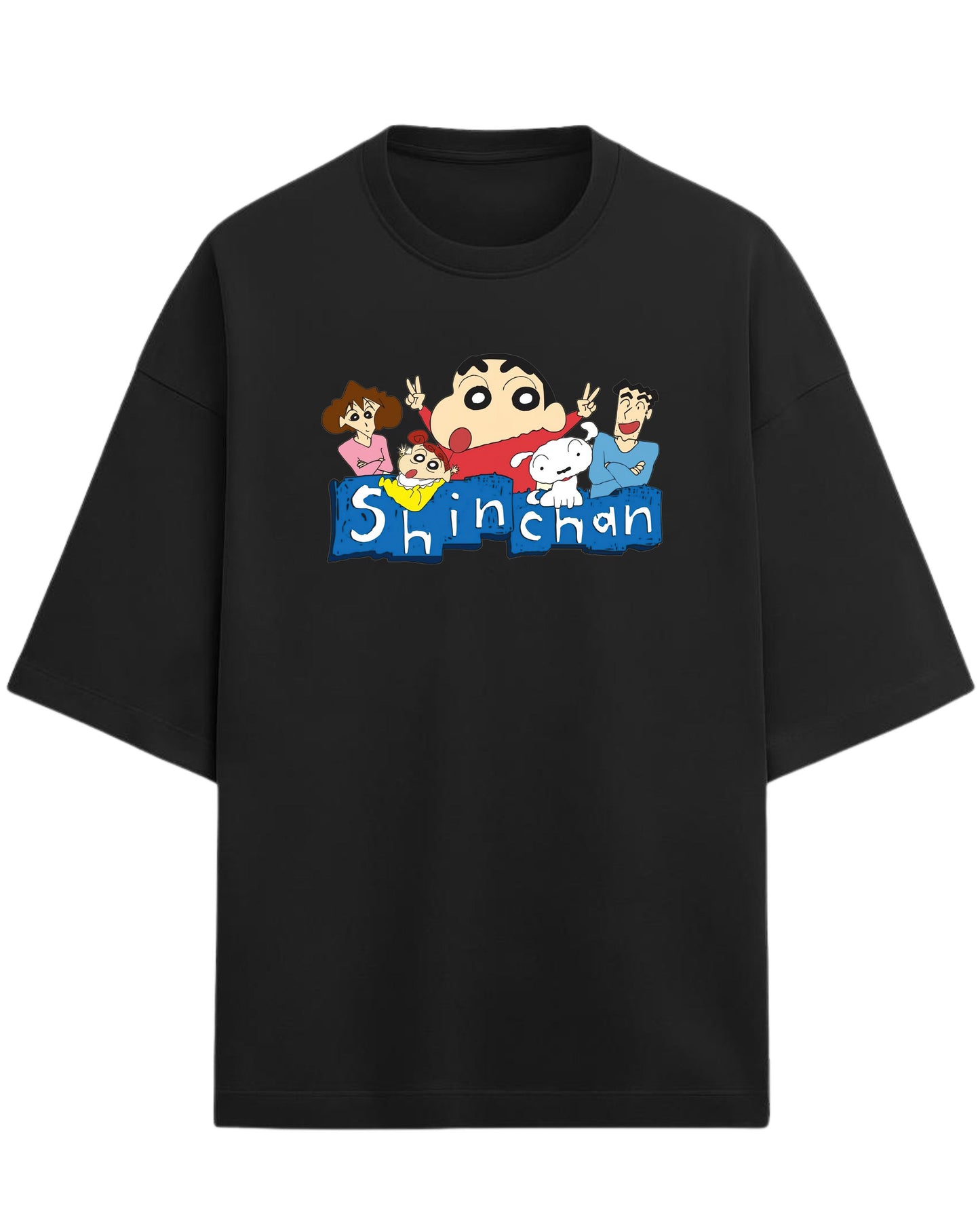 Shinchan Family Oversized T-Shirt | Cartoon Graphic Tee for Adults & Kids | Premium 260 GSM Cotton
