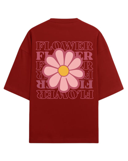 Flower Power Oversized T-Shirt | Retro Daisy Graphic Tee | Premium 260 GSM Cotton