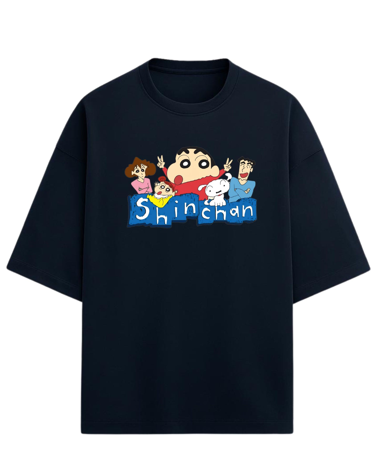 Shinchan Family Oversized T-Shirt | Cartoon Graphic Tee for Adults & Kids | Premium 260 GSM Cotton