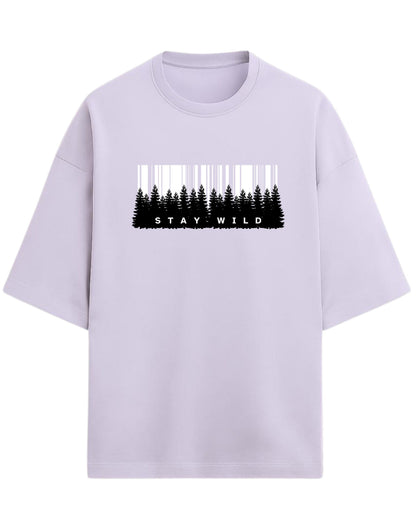 Stay Wild Oversized T-Shirt | Forest Adventure Graphic Tee | Premium 260 GSM Cotton