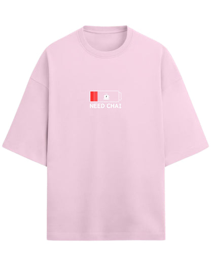 Need Chai Oversized T-Shirt | Funny Desi Chai Lover Tee | Premium 260 GSM Cotton