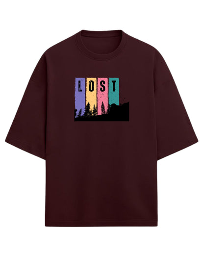 Lost Oversized T-Shirt | Retro Outdoor Adventure Garphic Tee | Premium 260 GSM Cotton