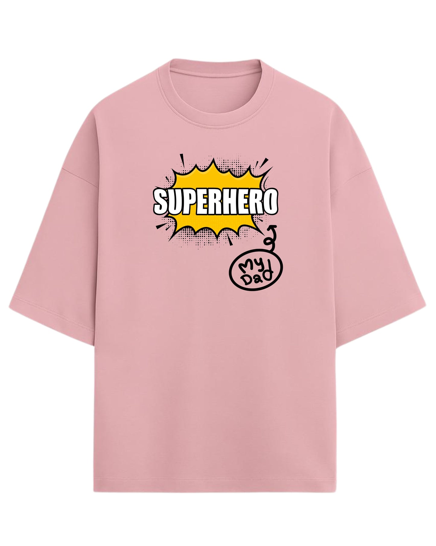 Superhero Dad Oversized T-Shirt | Comic Style Graphic Tee | Premium 260 GSM Cotton