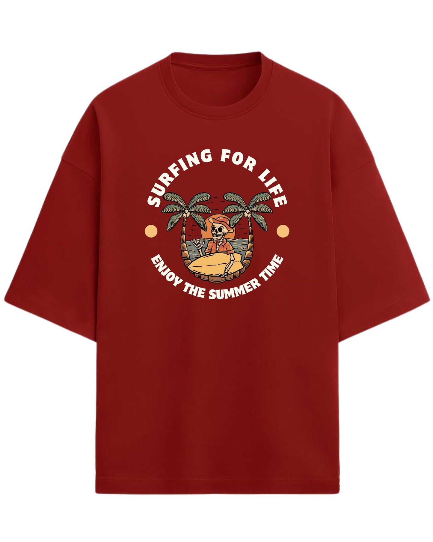 Surfing For Life Oversized T-Shirt | Summer Vibes Graphic Tee | Premium 260 GSM Cotton