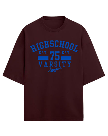 Highschool Varsity 75 Oversized T-Shirt | Classic Collegiate Graphic Tee | Premium 260 GSM Cotton
