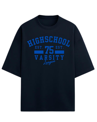 Highschool Varsity 75 Oversized T-Shirt | Classic Collegiate Graphic Tee | Premium 260 GSM Cotton