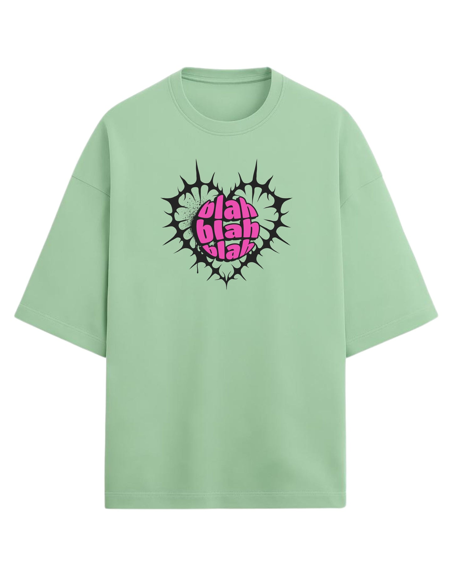 Blah Blah Blah Oversized T-Shirt | Funky Graphic Tee for Women | Premium 260 GSM Cotton
