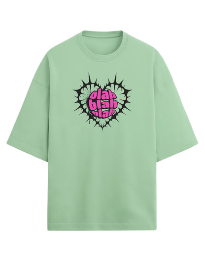 Blah Blah Blah Oversized T-Shirt | Funky Graphic Tee for Women | Premium 260 GSM Cotton