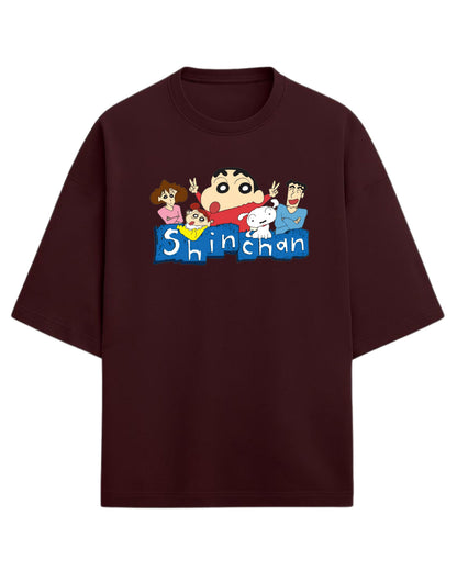 Shinchan Family Oversized T-Shirt | Cartoon Graphic Tee for Adults & Kids | Premium 260 GSM Cotton