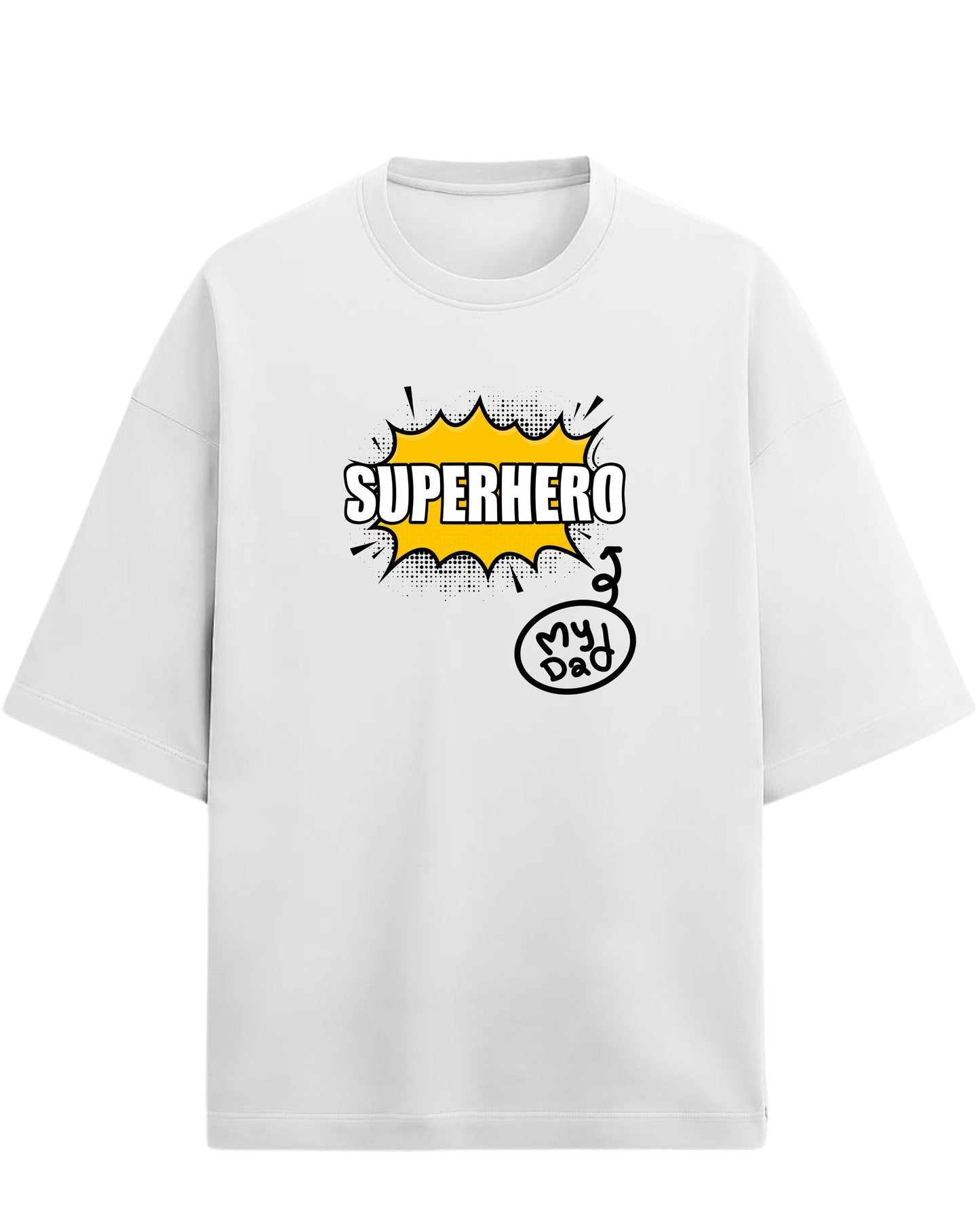 Superhero Dad Oversized T-Shirt | Comic Style Graphic Tee | Premium 260 GSM Cotton