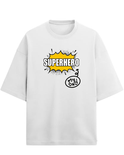 Superhero Dad Oversized T-Shirt | Comic Style Graphic Tee | Premium 260 GSM Cotton