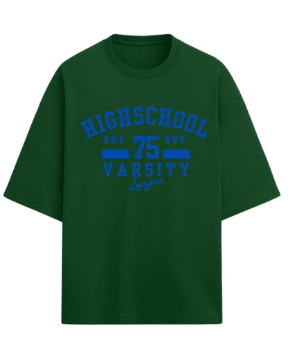 Highschool Varsity 75 Oversized T-Shirt | Classic Collegiate Graphic Tee | Premium 260 GSM Cotton