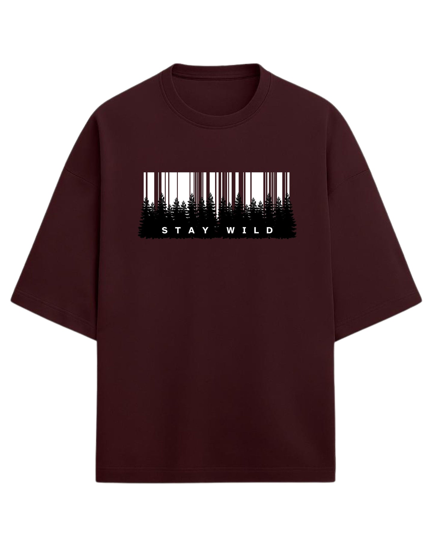 Stay Wild Oversized T-Shirt | Forest Adventure Graphic Tee | Premium 260 GSM Cotton