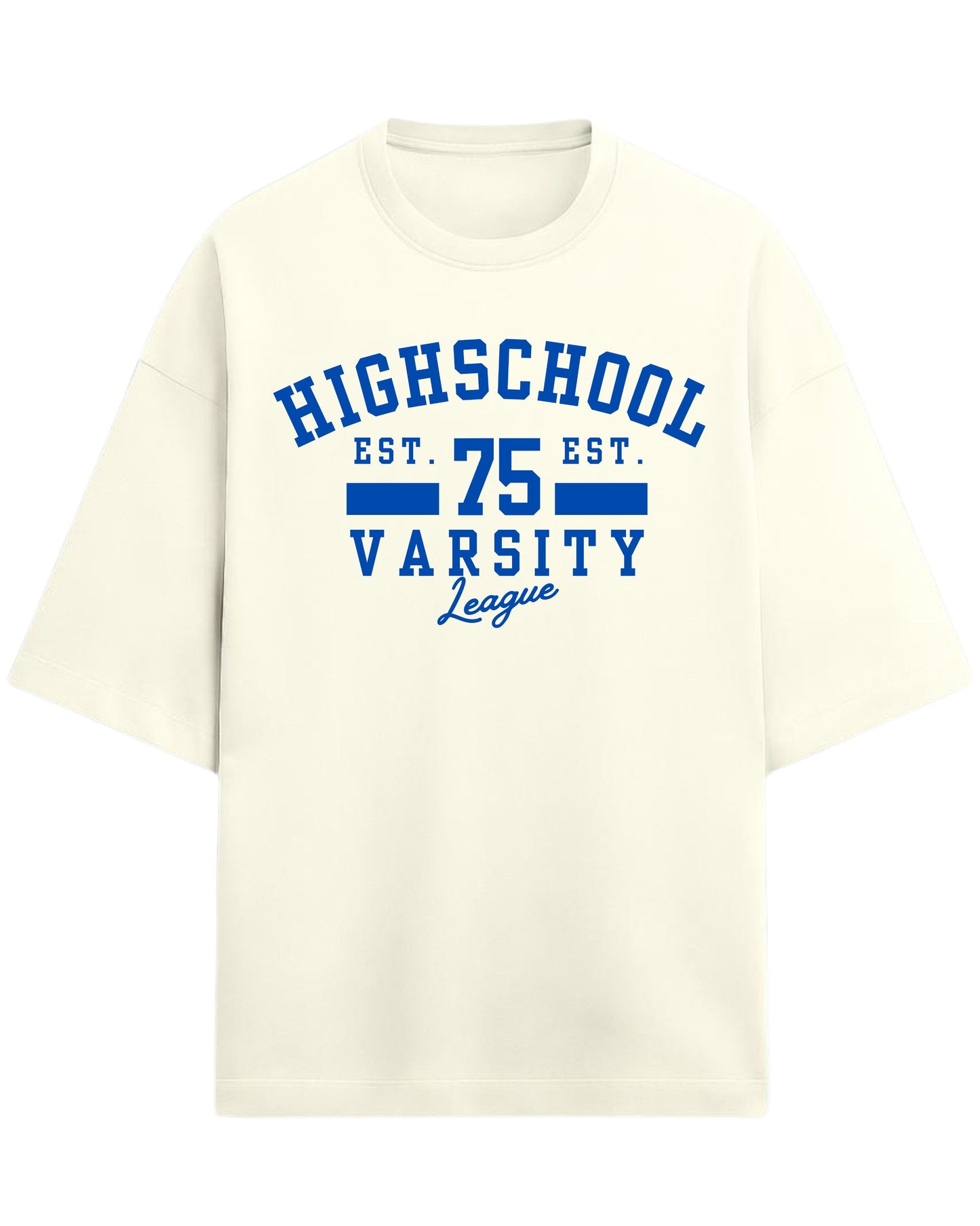 Highschool Varsity 75 Oversized T-Shirt | Classic Collegiate Graphic Tee | Premium 260 GSM Cotton