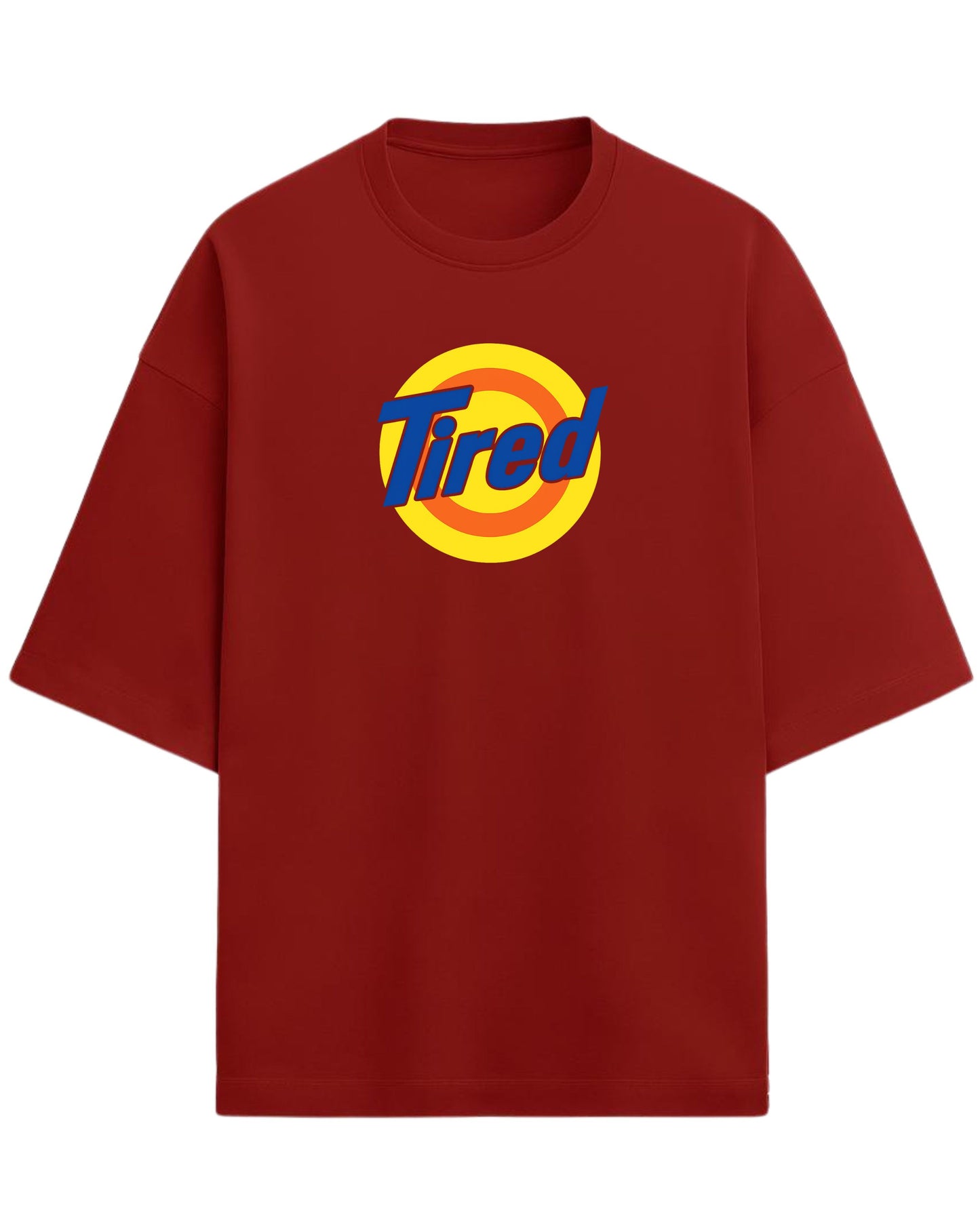 Tired Oversized T-Shirt | Retro Meme Graphic Tee | Premium 260 GSM Cotton