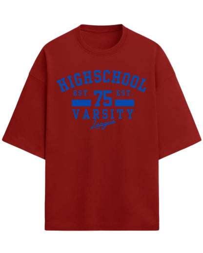 Highschool Varsity 75 Oversized T-Shirt | Classic Collegiate Graphic Tee | Premium 260 GSM Cotton