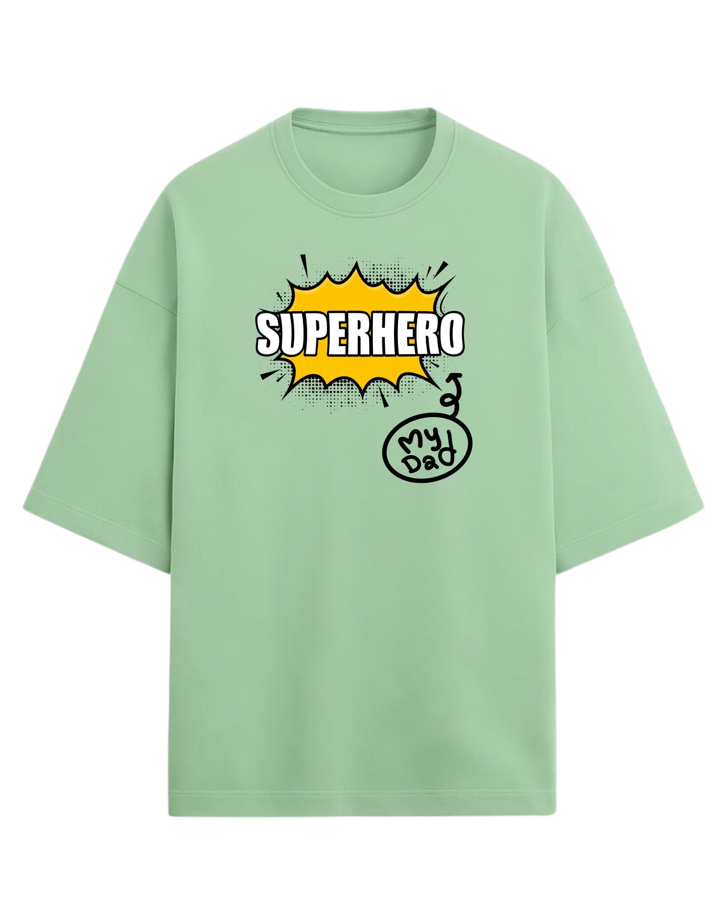Superhero Dad Oversized T-Shirt | Comic Style Graphic Tee | Premium 260 GSM Cotton
