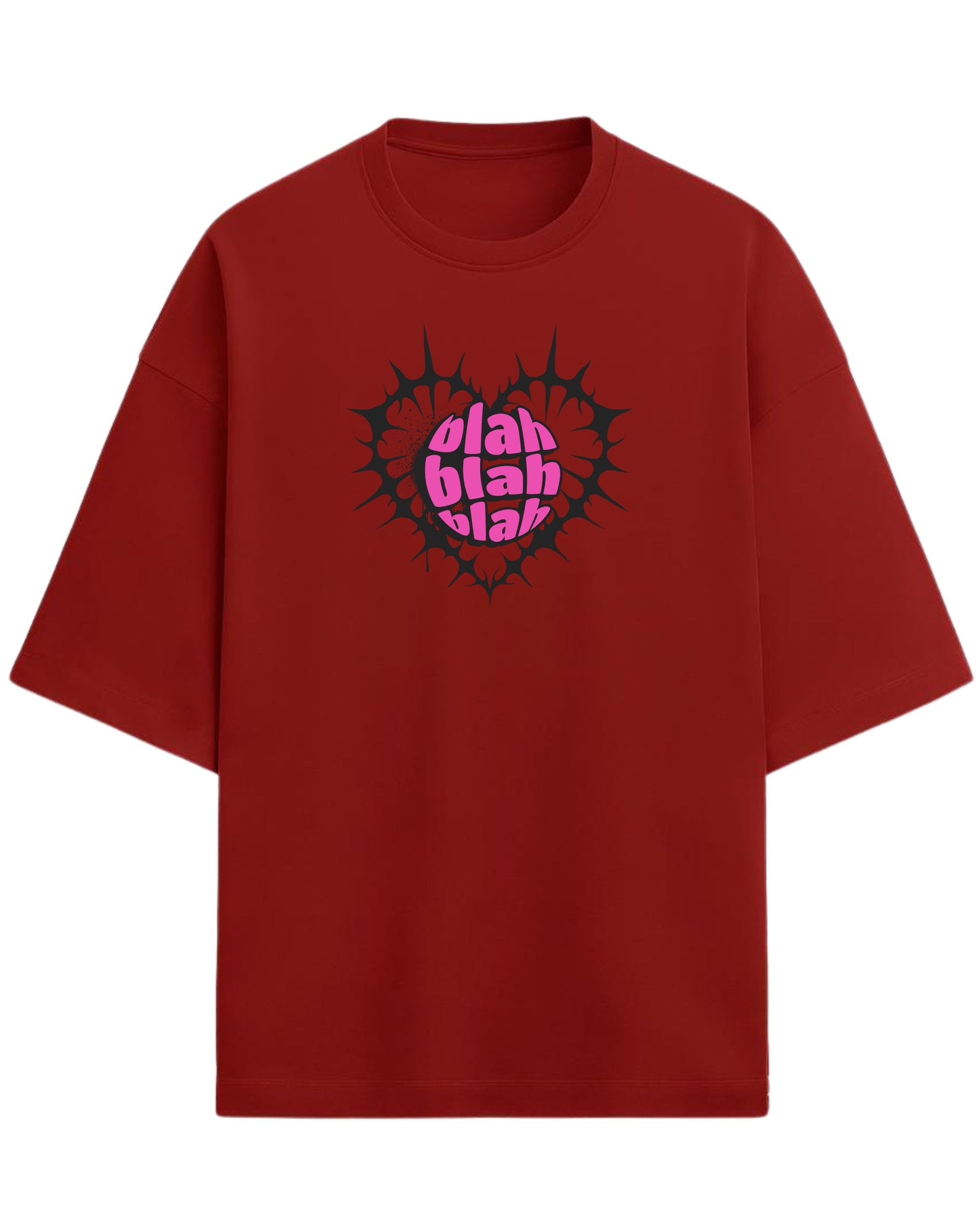 Blah Blah Blah Oversized T-Shirt | Funky Graphic Tee for Women | Premium 260 GSM Cotton