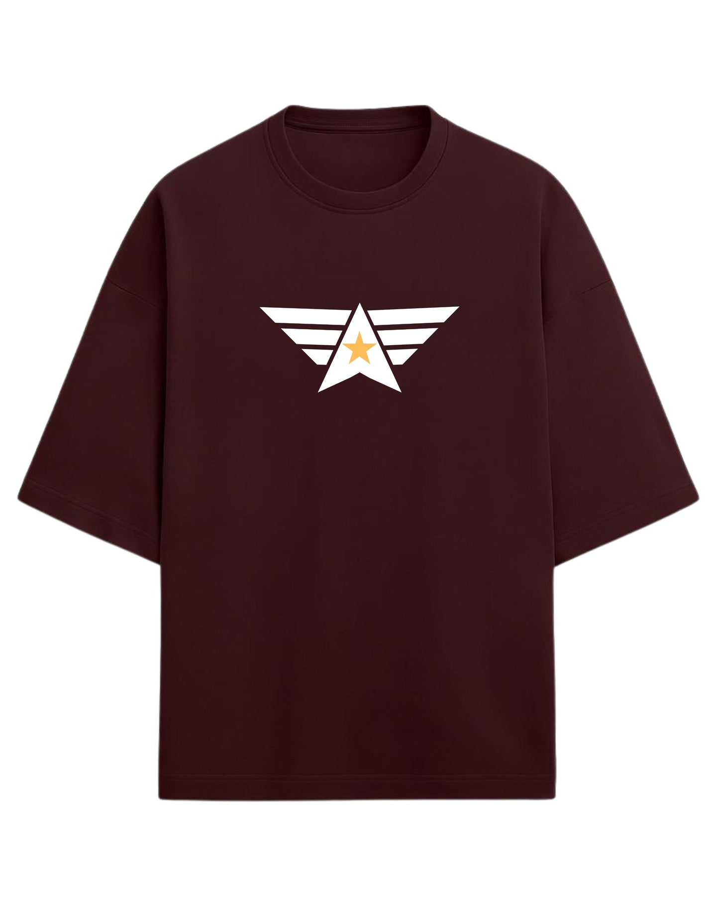 Aero Star Oversized T-Shirt | Minimal Wings Emblem Tee | Premium 260 GSM Cotton