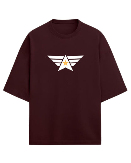 Aero Star Oversized T-Shirt | Minimal Wings Emblem Tee | Premium 260 GSM Cotton