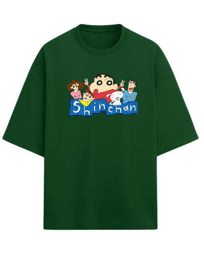 Shinchan Family Oversized T-Shirt | Cartoon Graphic Tee for Adults & Kids | Premium 260 GSM Cotton