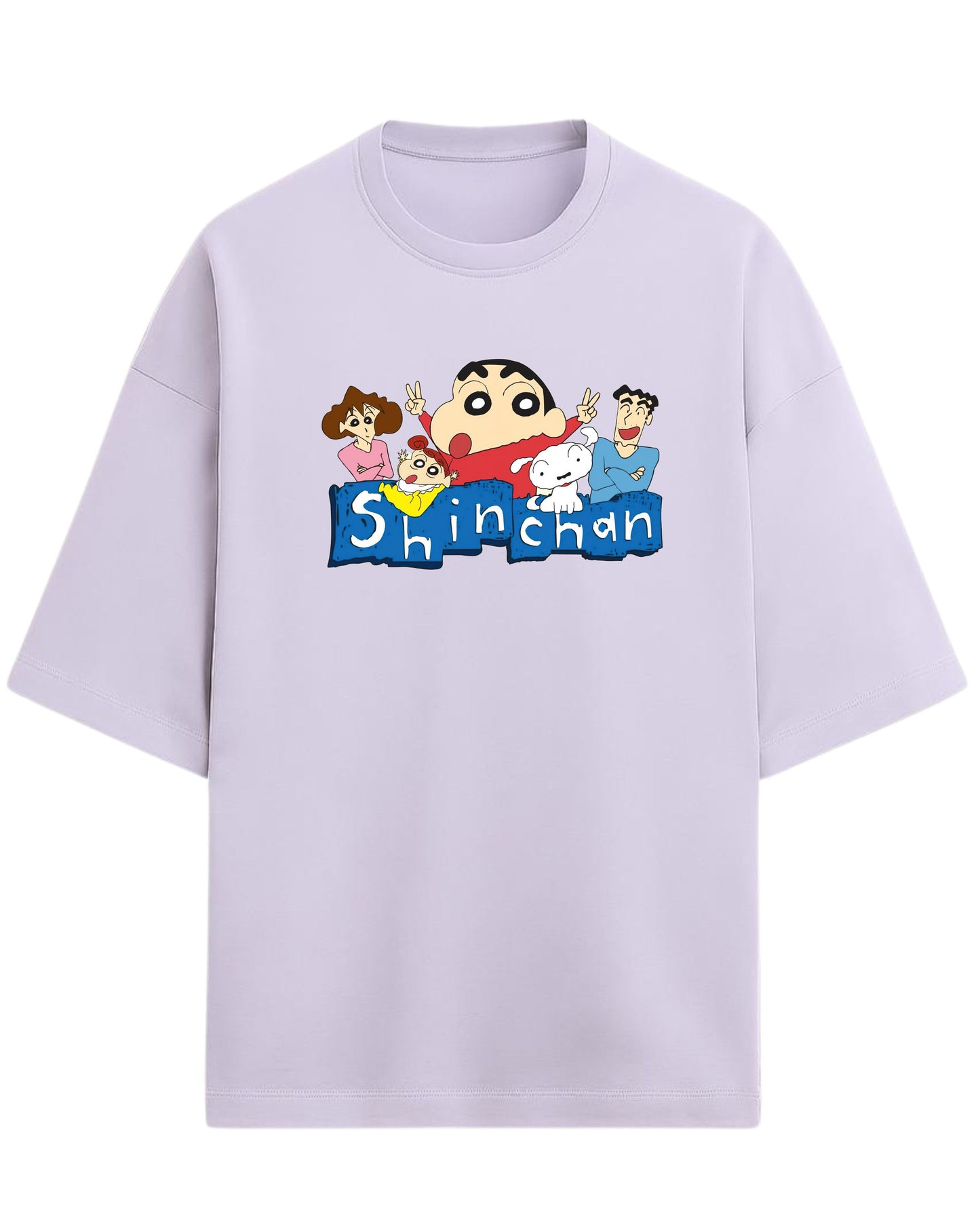 Shinchan Family Oversized T-Shirt | Cartoon Graphic Tee for Adults & Kids | Premium 260 GSM Cotton