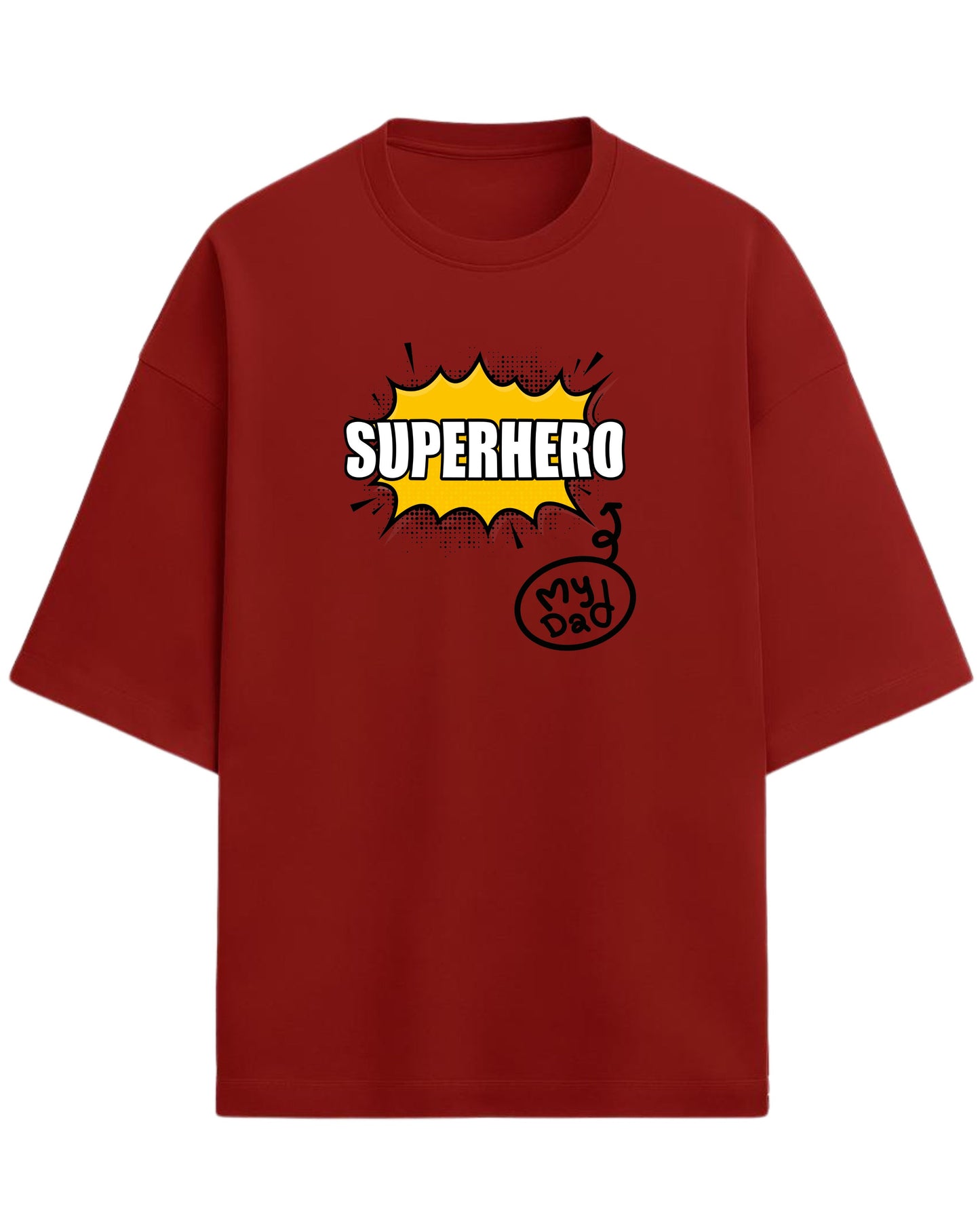 Superhero Dad Oversized T-Shirt | Comic Style Graphic Tee | Premium 260 GSM Cotton