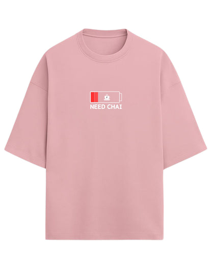 Need Chai Oversized T-Shirt | Funny Desi Chai Lover Tee | Premium 260 GSM Cotton