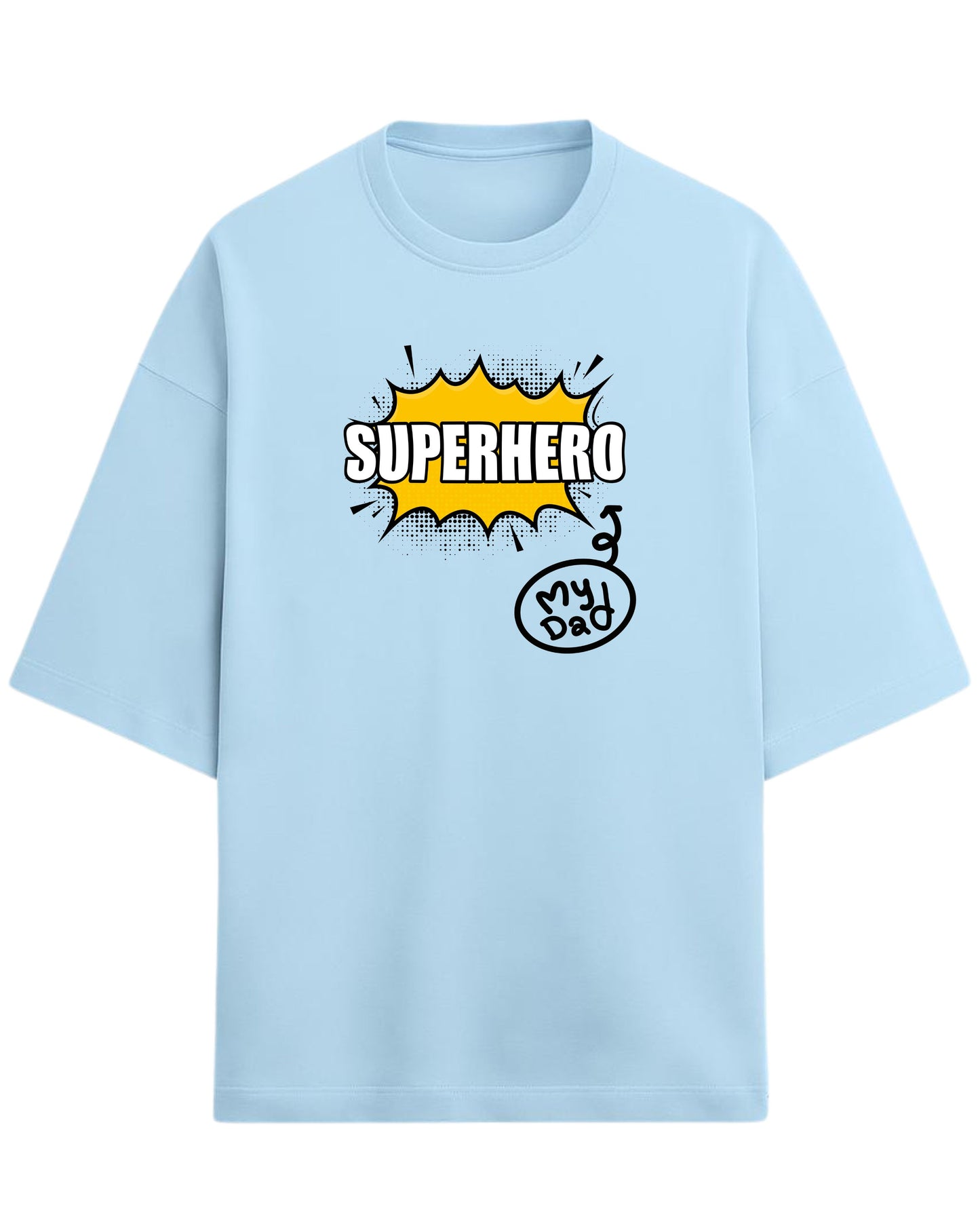 Superhero Dad Oversized T-Shirt | Comic Style Graphic Tee | Premium 260 GSM Cotton