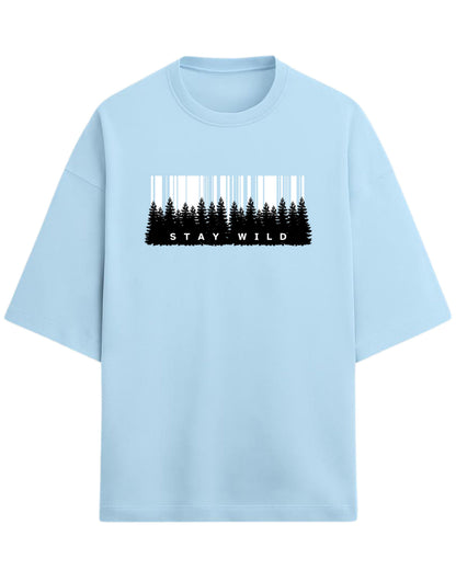 Stay Wild Oversized T-Shirt | Forest Adventure Graphic Tee | Premium 260 GSM Cotton