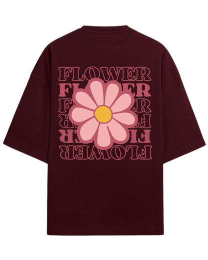 Flower Power Oversized T-Shirt | Retro Daisy Graphic Tee | Premium 260 GSM Cotton