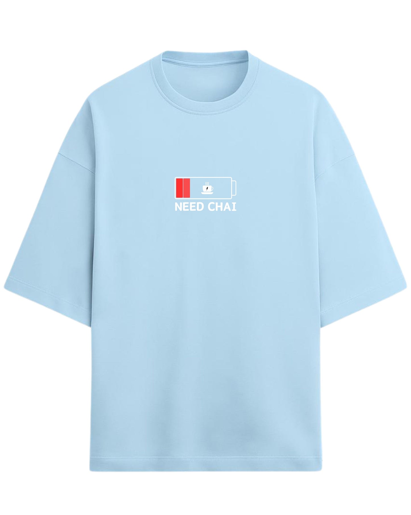 Need Chai Oversized T-Shirt | Funny Desi Chai Lover Tee | Premium 260 GSM Cotton