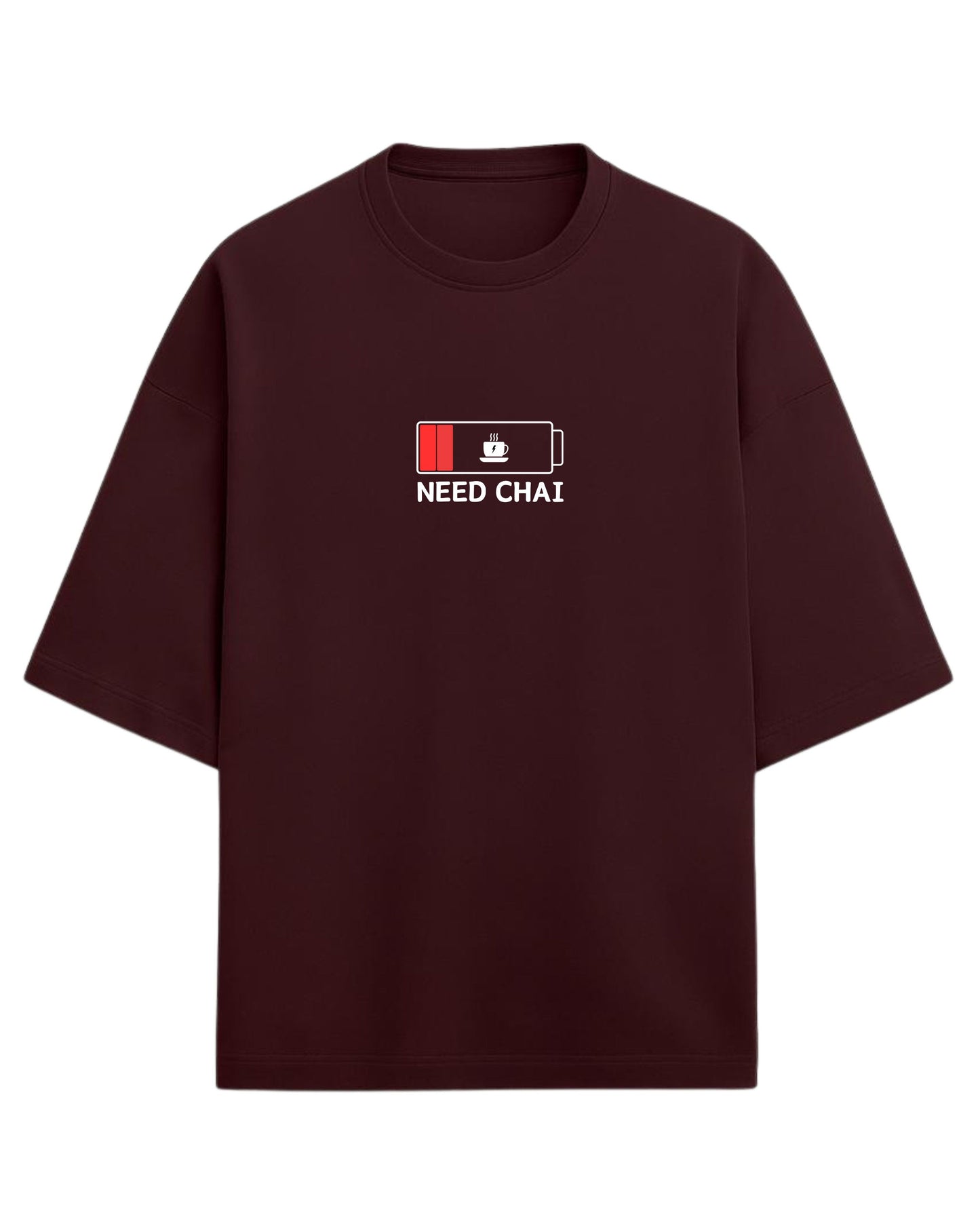 Need Chai Oversized T-Shirt | Funny Desi Chai Lover Tee | Premium 260 GSM Cotton