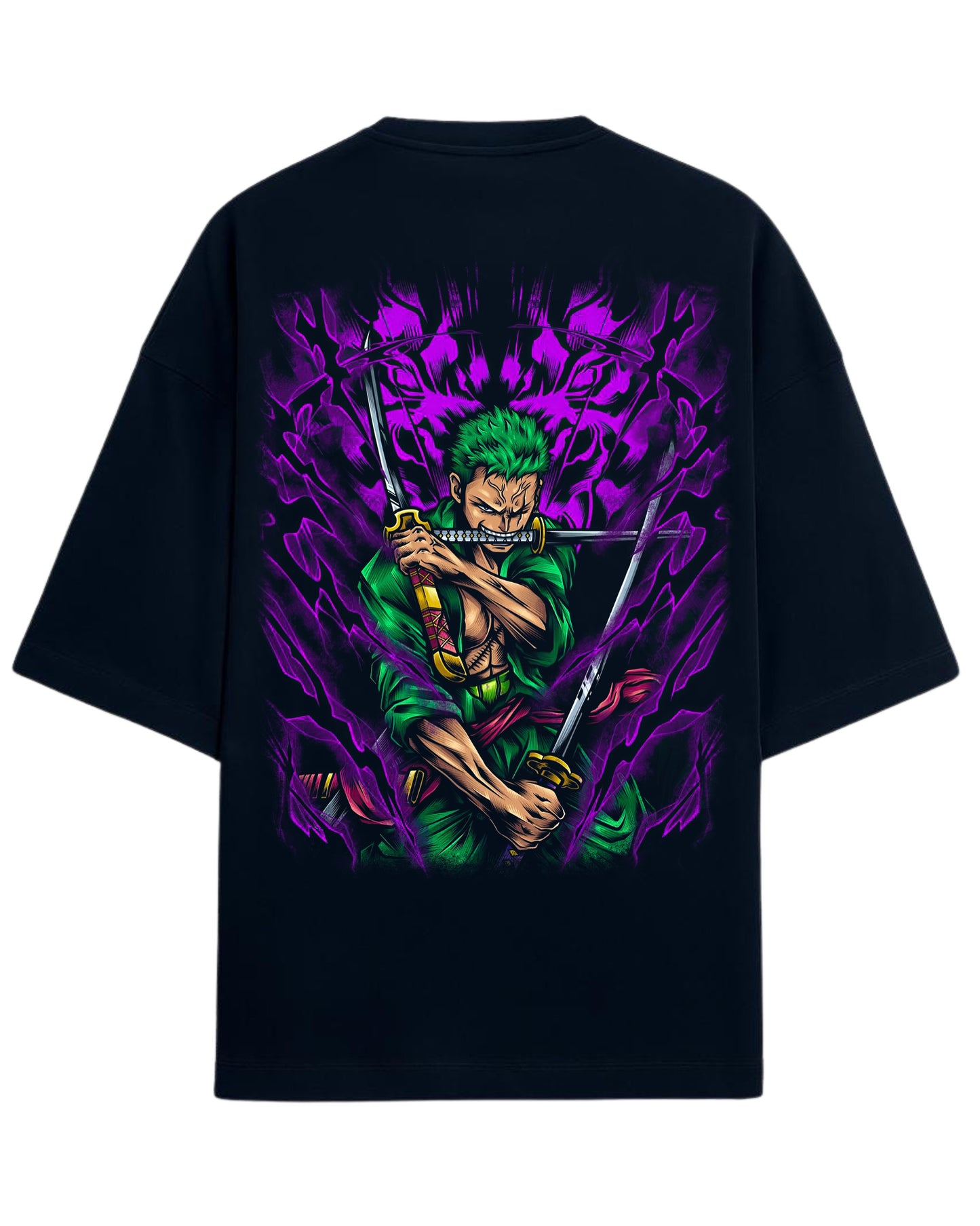 Roronoa Zoro Oversized Tee | One Piece Anime Graphic Tee | Premium 260 GSM Cotton Blend