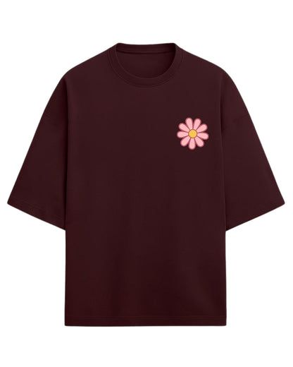 Flower Power Oversized T-Shirt | Retro Daisy Graphic Tee | Premium 260 GSM Cotton