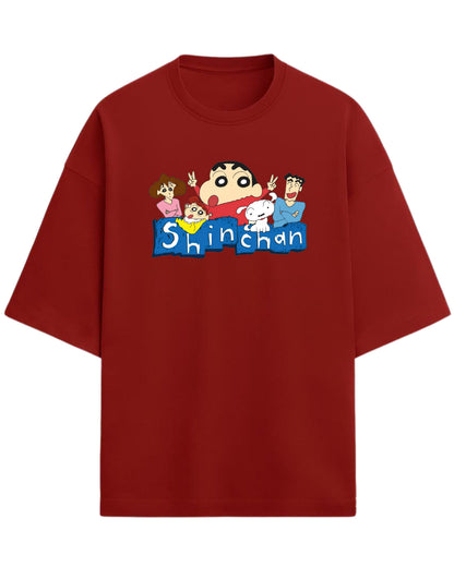 Shinchan Family Oversized T-Shirt | Cartoon Graphic Tee for Adults & Kids | Premium 260 GSM Cotton
