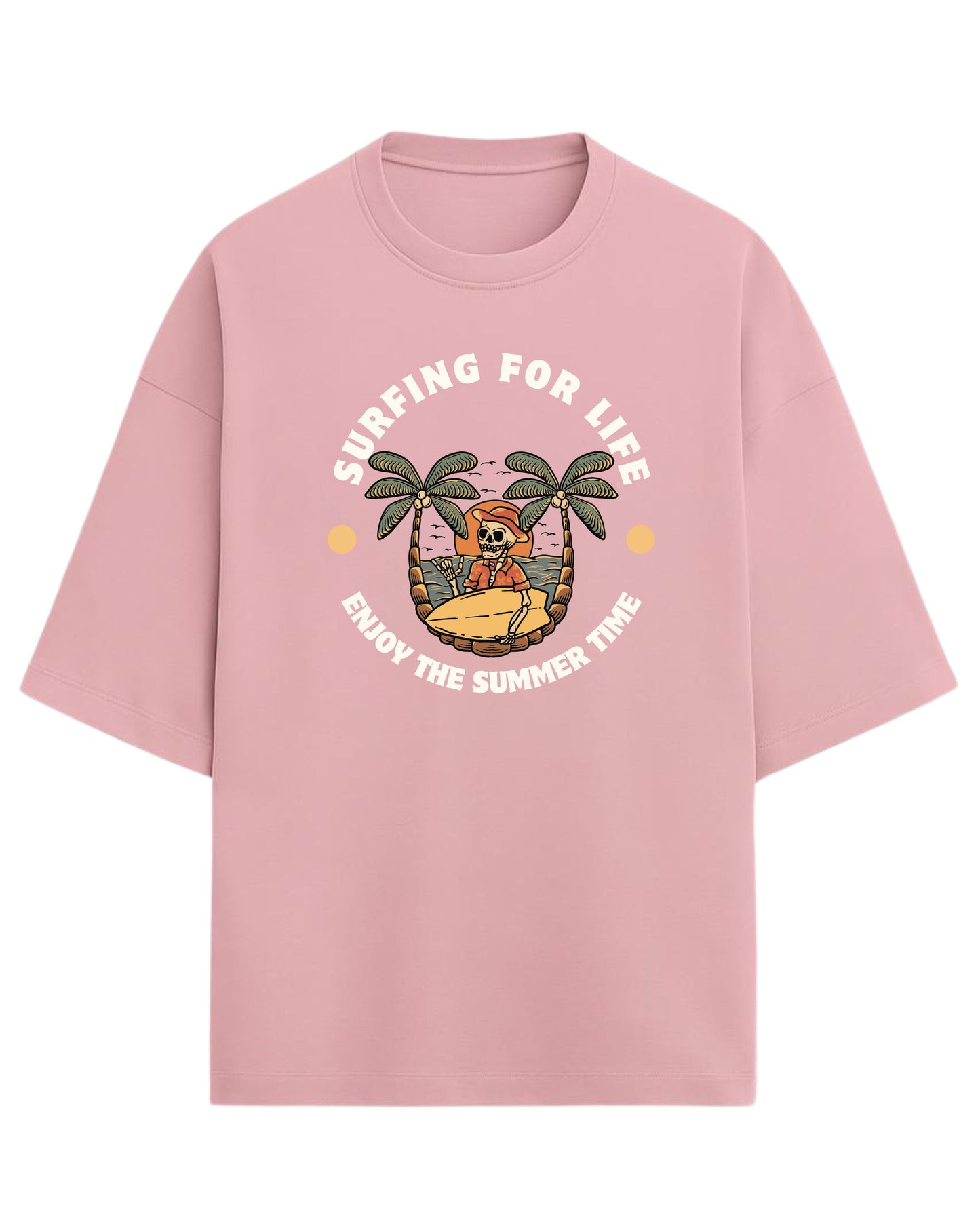 Surfing For Life Oversized T-Shirt | Summer Vibes Graphic Tee | Premium 260 GSM Cotton