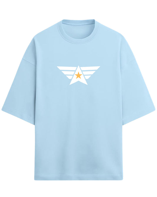 Aero Star Oversized T-Shirt | Minimal Wings Emblem Tee | Premium 260 GSM Cotton