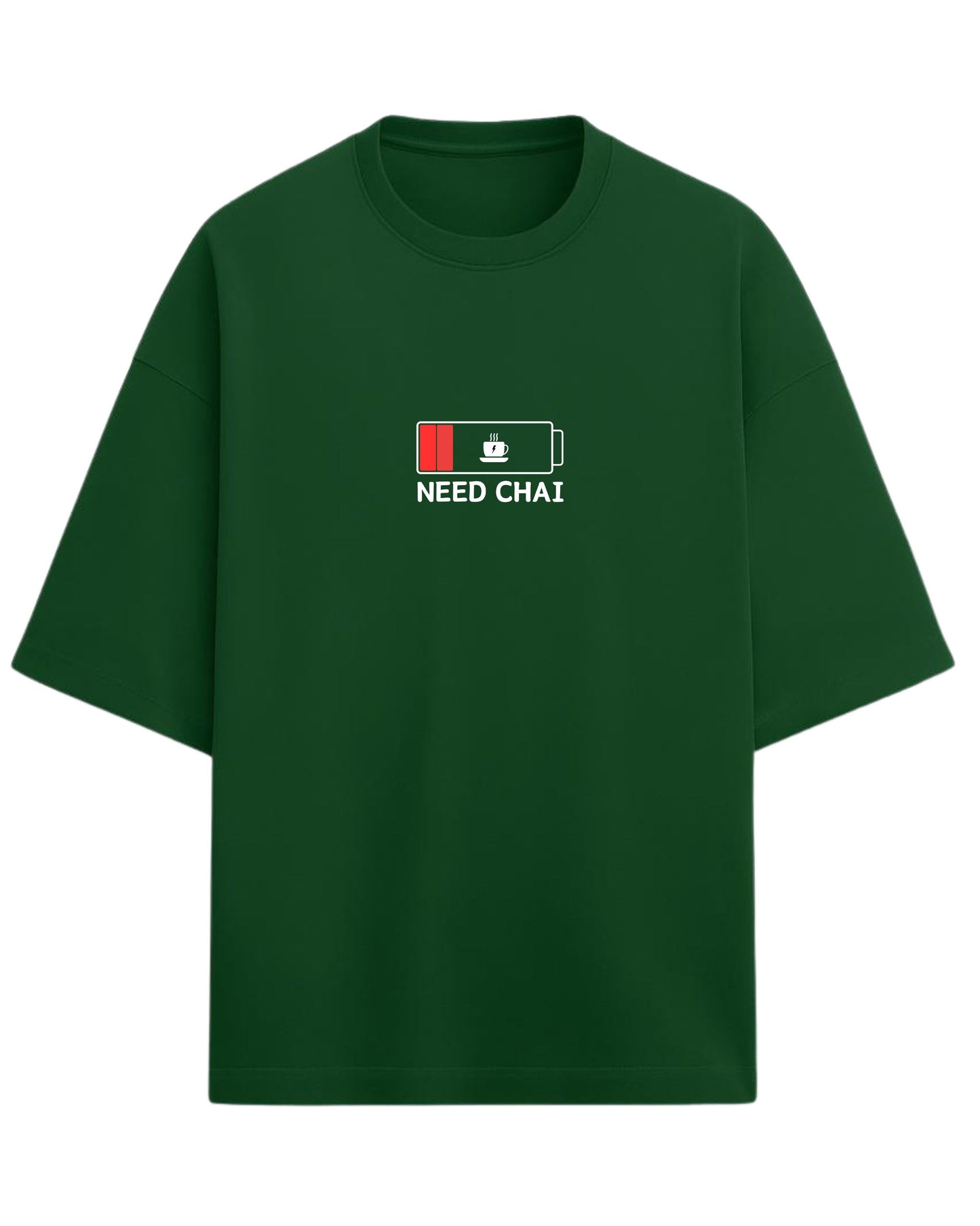 Need Chai Oversized T-Shirt | Funny Desi Chai Lover Tee | Premium 260 GSM Cotton