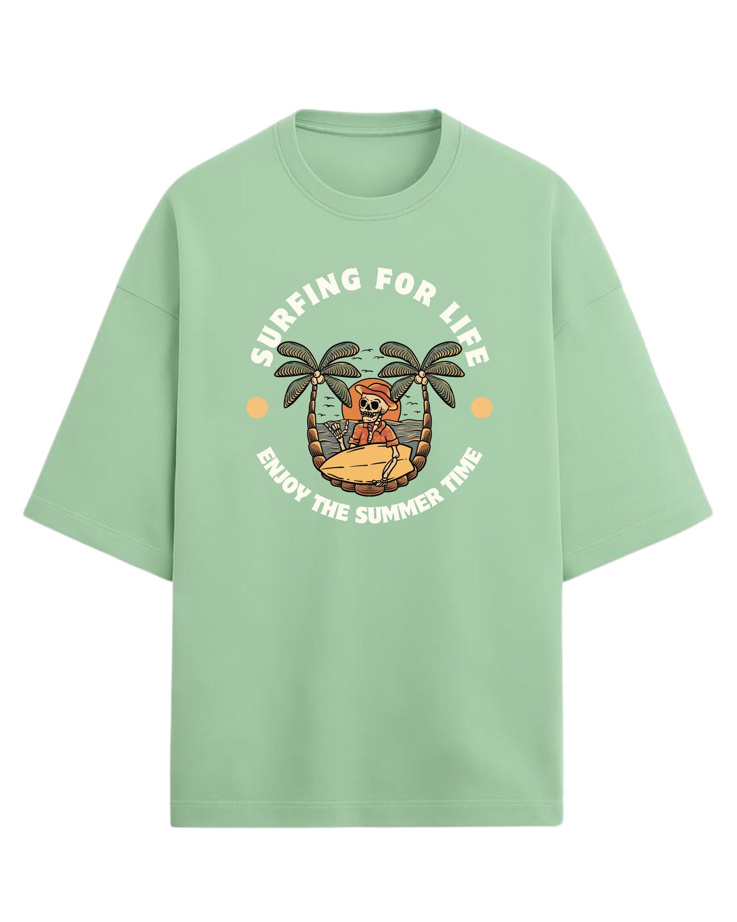 Surfing For Life Oversized T-Shirt | Summer Vibes Graphic Tee | Premium 260 GSM Cotton