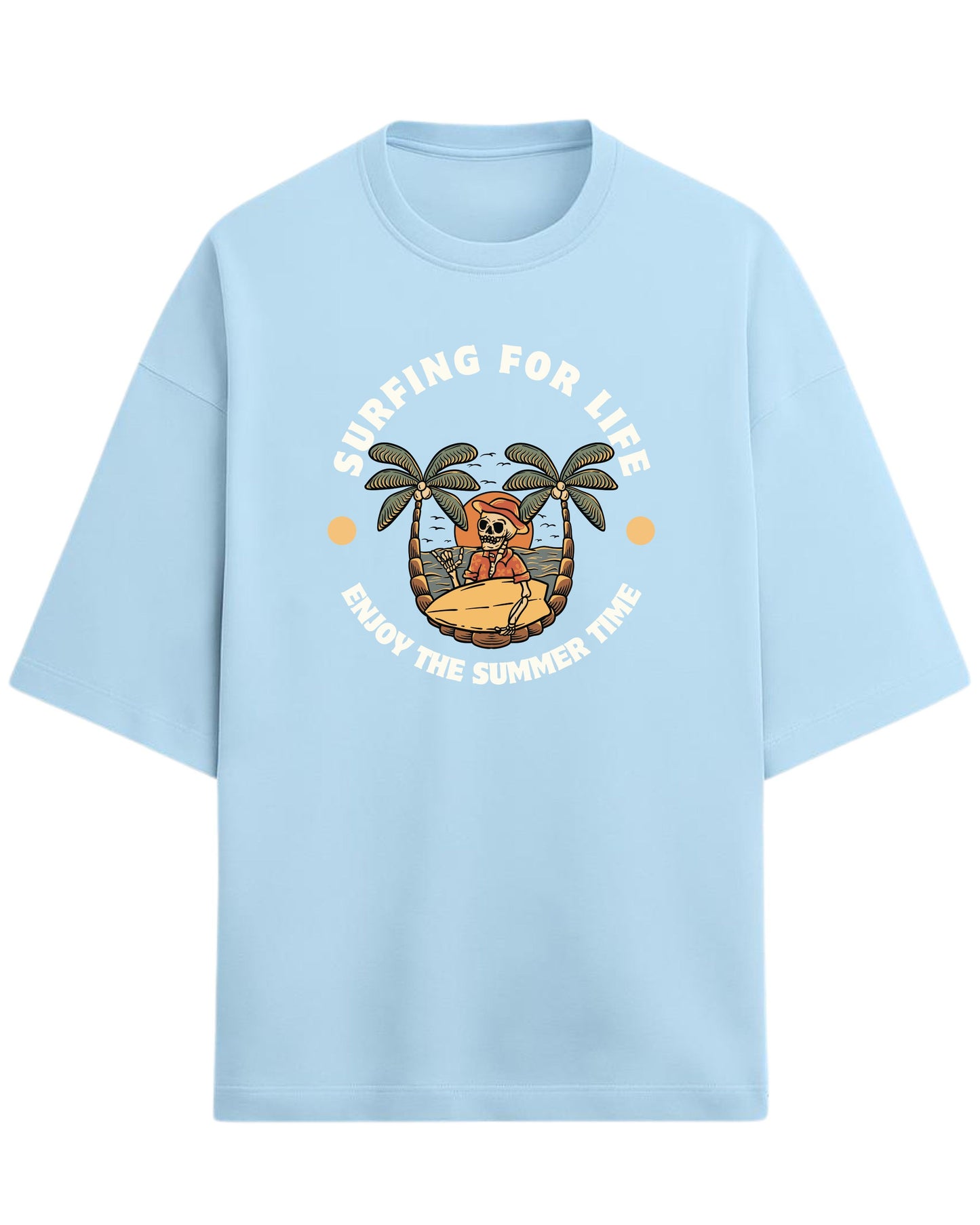 Surfing For Life Oversized T-Shirt | Summer Vibes Graphic Tee | Premium 260 GSM Cotton