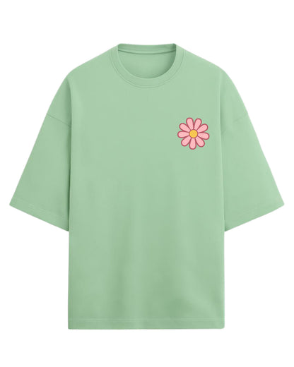 Flower Power Oversized T-Shirt | Retro Daisy Graphic Tee | Premium 260 GSM Cotton