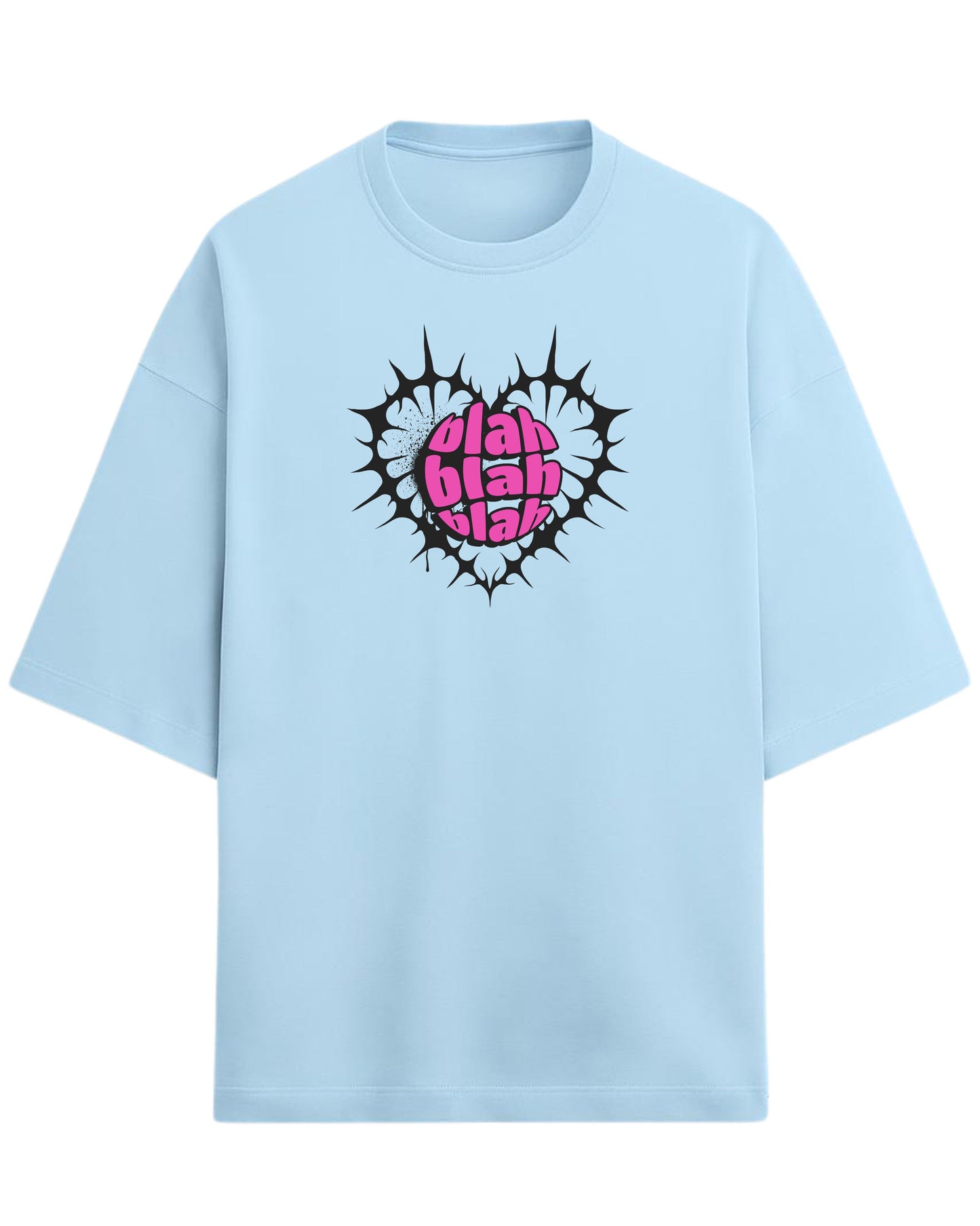 Blah Blah Blah Oversized T-Shirt | Funky Graphic Tee for Women | Premium 260 GSM Cotton