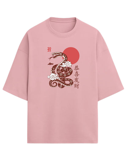 Year of the Snake 2025 Oversized T-Shirt | Chinese New Year Graphic Tee | Premium 260 GSM Cotton