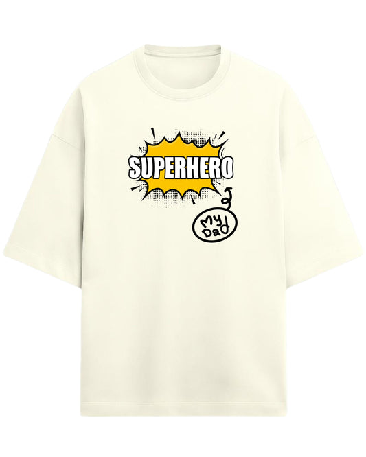 Superhero Dad Oversized T-Shirt | Comic Style Graphic Tee | Premium 260 GSM Cotton